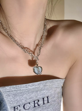 韩版轻奢小众爱心项链