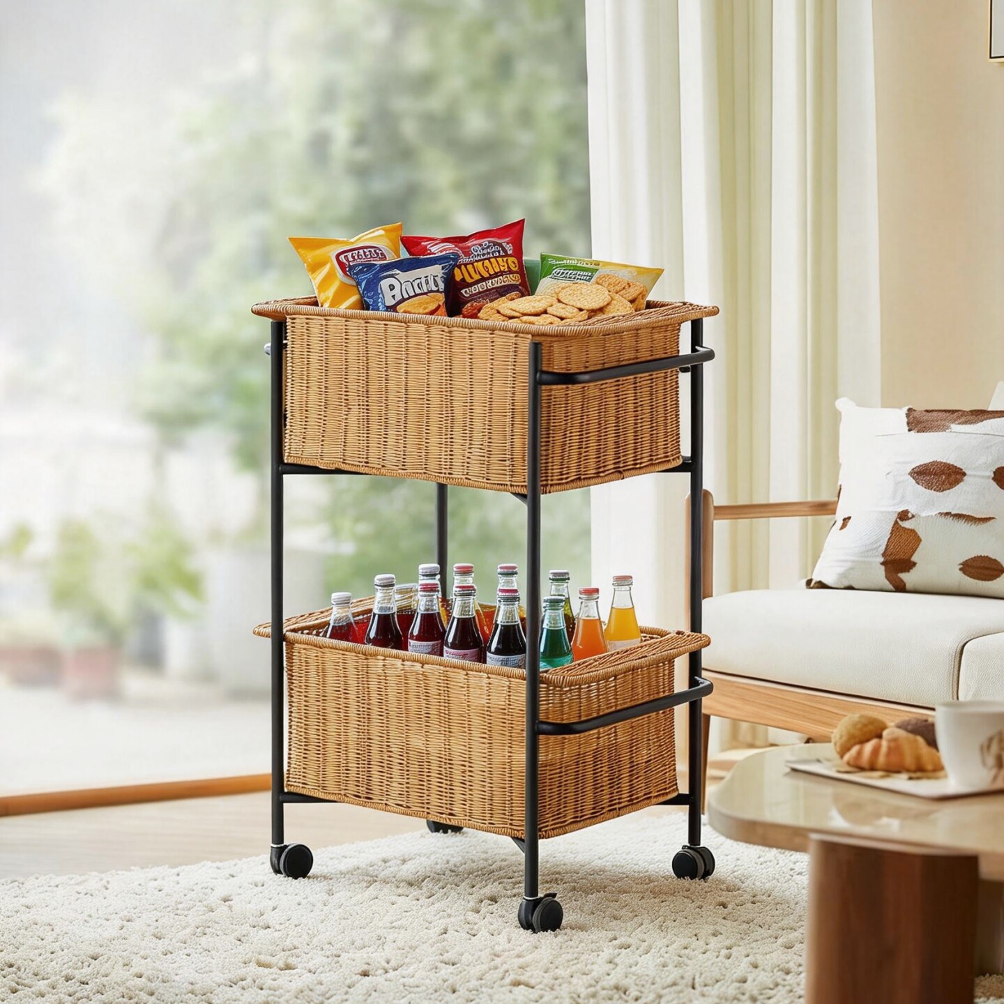 置物架零食收纳架推车落地客厅沙发边几移动推拉卫生间浴室收纳筐