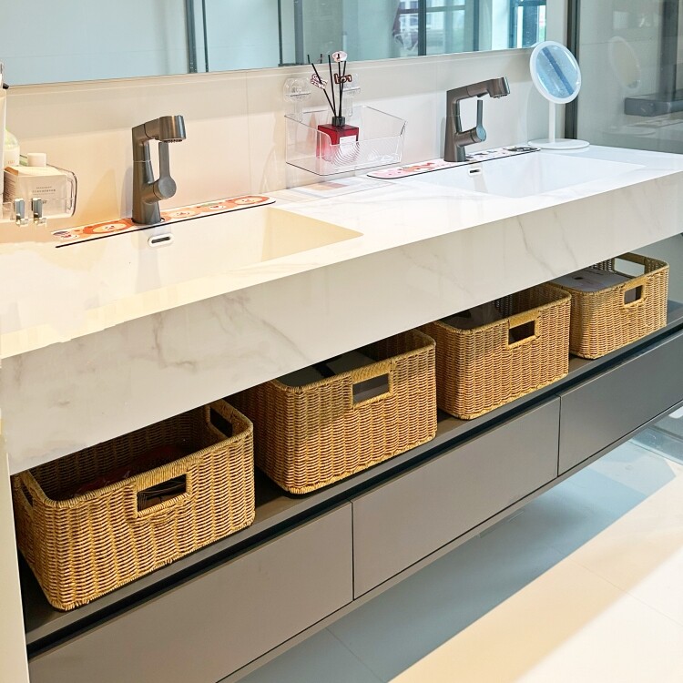 酒店风浴室柜下编织收纳筐卫生间浴巾毛巾收纳篮仿藤编置物收纳篮,淘宝优惠券,粉丝福利购,淘宝优惠卷