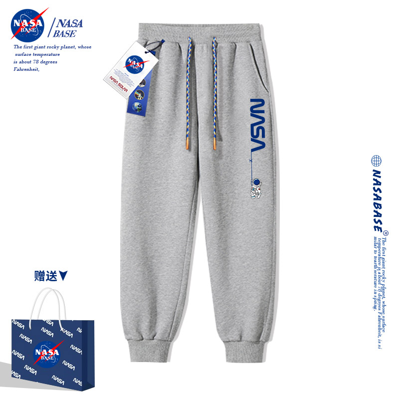 NASA联名潮牌卫裤男2023新款宽松束脚休闲运动裤百搭潮流九分长裤 - 图0