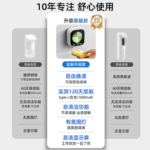 洗洁精自动感应器电动洗手液机厨房压取皂液器全智能出液器壁挂式 - 图0