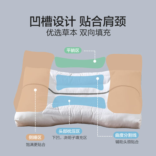 水星家纺决明子枕头抗菌荞麦枕芯宿舍呵护颈椎男单双人家用一对装 - 图0