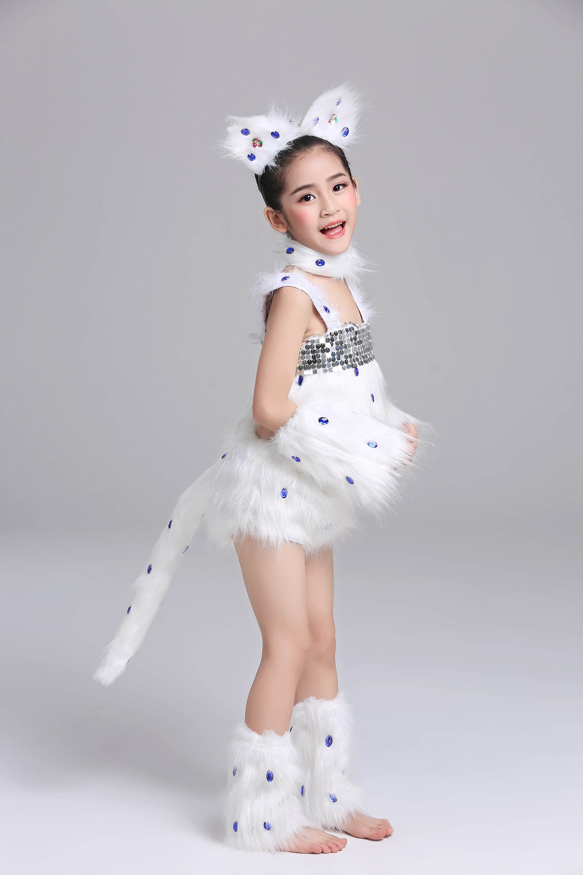儿童小猫演出服波斯猫学猫叫幼儿可爱小花猫咪动物跳舞蹈表演服装