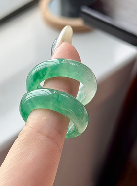 翡翠戒指独龙玉指环简约气质时尚冰种飘花指环玉石玉戒