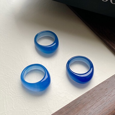 招财转运海蓝宝戒指扳指男女款戒指天然蓝色冷淡风时尚水滴扳指