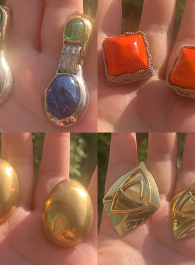 地球脑袋|vintage西洋古董首饰Lisner打标花朵耳夹 中古复古欧洲