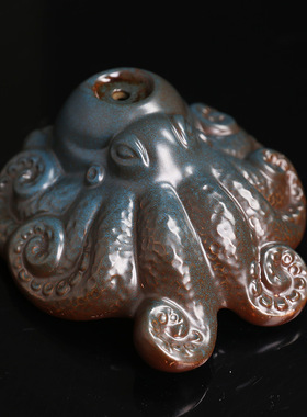 跨境 陶瓷防风罩倒流香薰炉家居摆件 原创章鱼贝壳LED灯倒流香炉