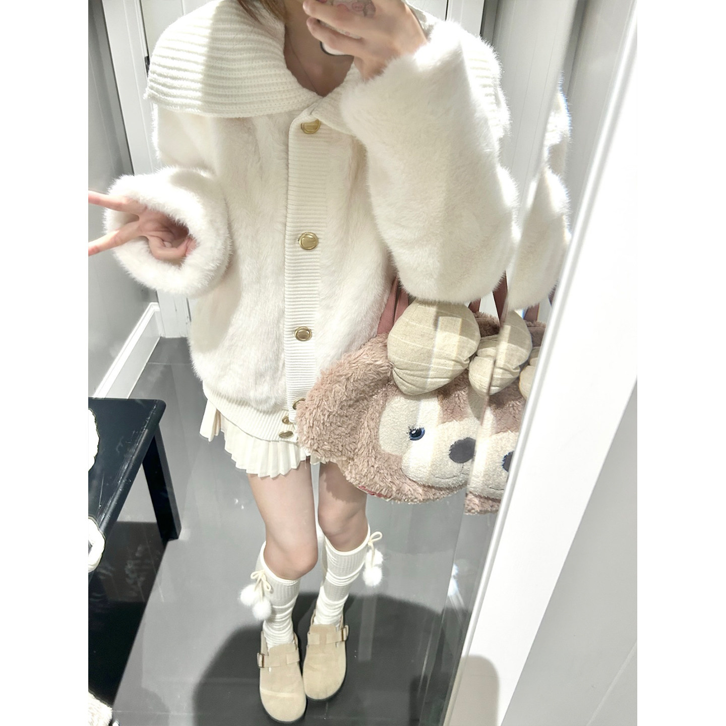 韩系可爱甜美软糯大翻领仿皮草毛毛外套女秋冬新款气质高级感上衣,淘宝优惠券,粉丝福利购,淘宝优惠卷
