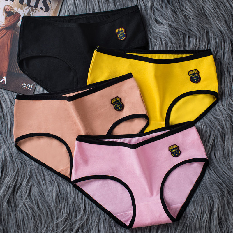 纯棉学生韩版抗菌中低腰三角裤头 福奇熊内裤