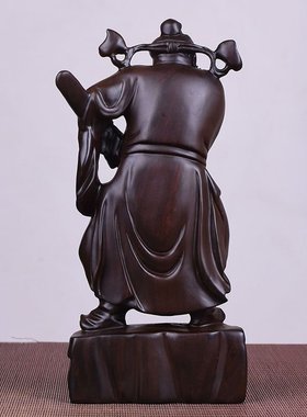 黑檀实木雕刻天师福神钟馗像花梨摆件家居客厅招财镇宅风水工艺品