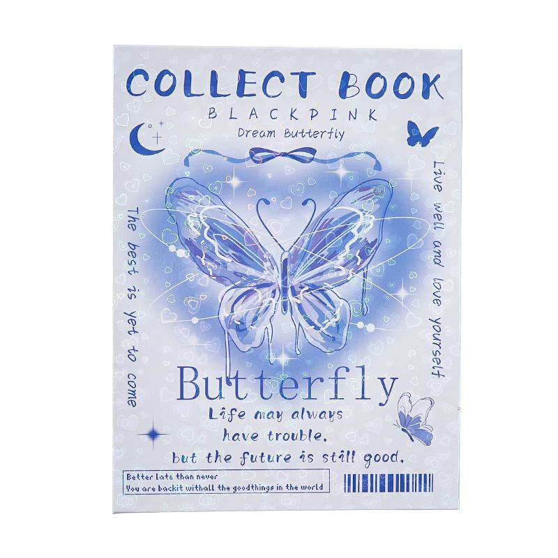 ins氛围感蝴蝶卡册册追星浪漫A5卡宫格复古收纳活页小超硬外壳四,淘宝优惠券,粉丝福利购,淘宝优惠卷