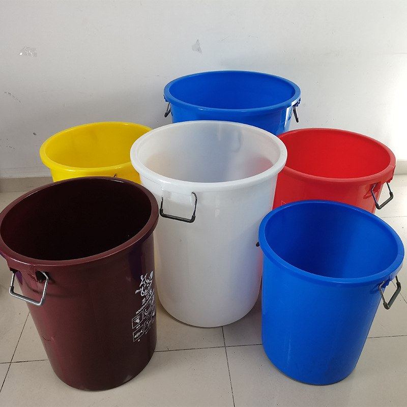 蓝色圆形塑料水桶带盖带柄把手大容量铁塑料桶号垃圾桶储水大家用,淘宝优惠券,粉丝福利购,淘宝优惠卷