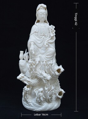 德化陶瓷佛像三龙滴水人物客厅像送礼九龙白瓷菩萨观音站立摆件