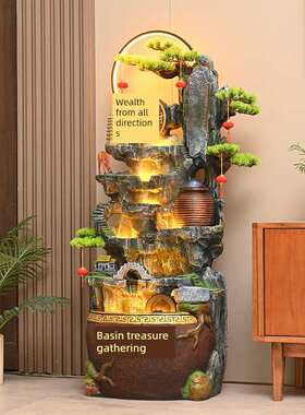 假山流水喷泉景观循环水办公室客厅装饰品鱼池招财风水轮落地摆件