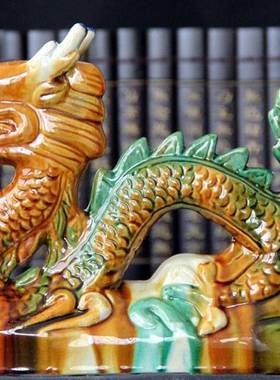 陶瓷龙摆件家居桌面摆件办公送礼瑞兽招财补缺角青龙摆设