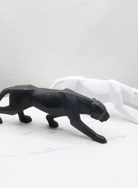 卧室装饰品家居装饰树脂工艺品创意切面摆件动物几何猎豹玄客厅
