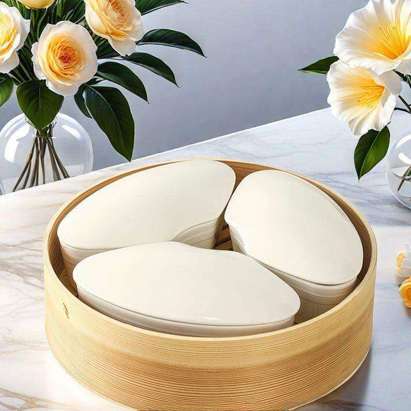 陶瓷大蒸碗带盖一锅三蒸分隔蒸盘三格蒸格扇形蒸盒蒸锅蒸饭专用碗,淘宝优惠券,粉丝福利购,淘宝优惠卷