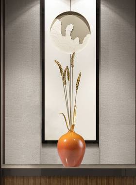 麦穗铜摆件现代轻奢客厅玄关电视柜壁龛开放格竖高软装高级感装饰