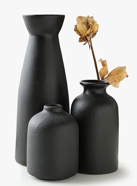 陶瓷花瓶套装摆件家居客厅花白色装饰插花现代摆设三件套器花瓶