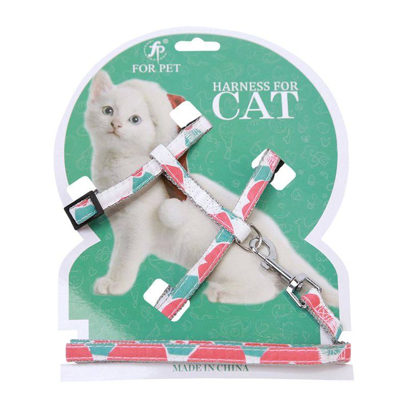 宠物猫咪牵引绳小清新印花绳猫调节可挣脱遛猫牵引绳背带防猫绳,淘宝优惠券,粉丝福利购,淘宝优惠卷