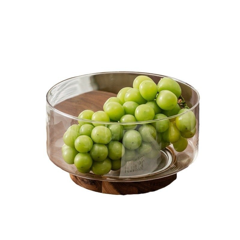 简约玻璃果盘客厅糖果盆点心盘碗收纳盒甜点木质高脚干果零食,淘宝优惠券,粉丝福利购,淘宝优惠卷