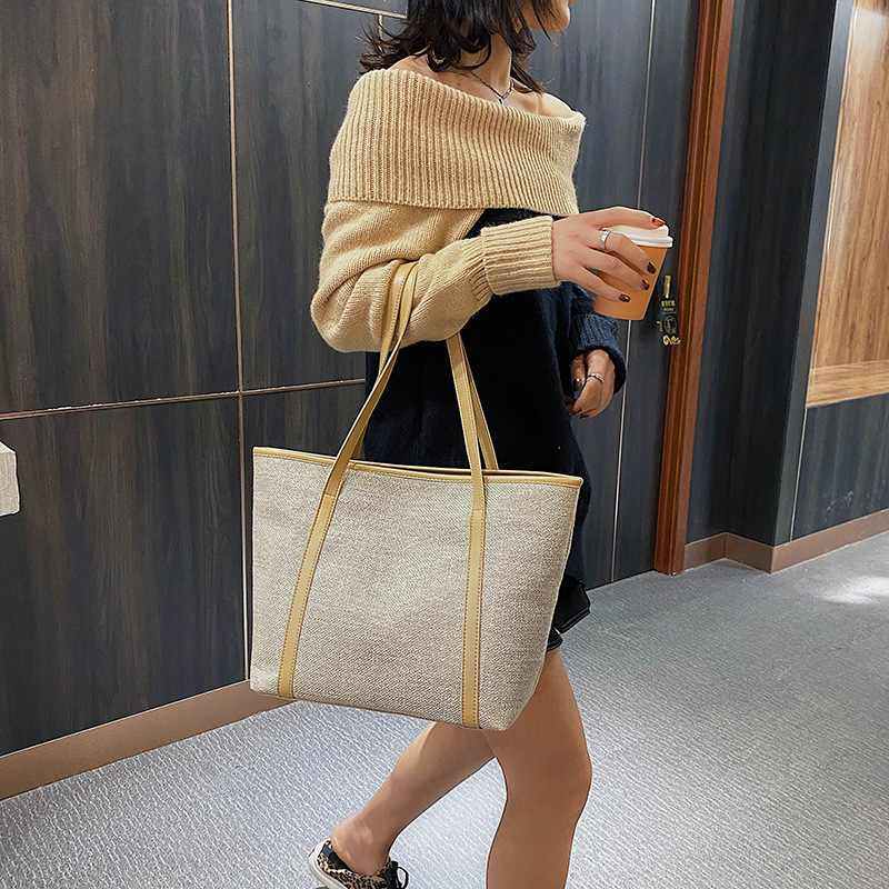新品 大容量女包2020新款韩版简约帆布手提包包单肩女时尚购物袋,淘宝优惠券,粉丝福利购,淘宝优惠卷