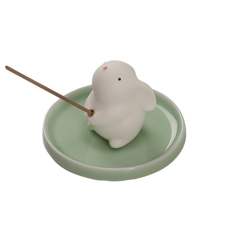 可爱小兔子陶瓷摆件线香香香炉插托香茶道香香香家用道室内座器,淘宝优惠券,粉丝福利购,淘宝优惠卷