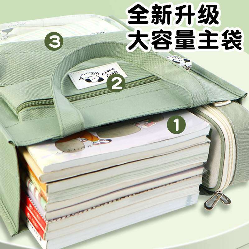透明补课拎书袋帆布收纳式书包文件袋纯拉链手提美术简约小学生,淘宝优惠券,粉丝福利购,淘宝优惠卷