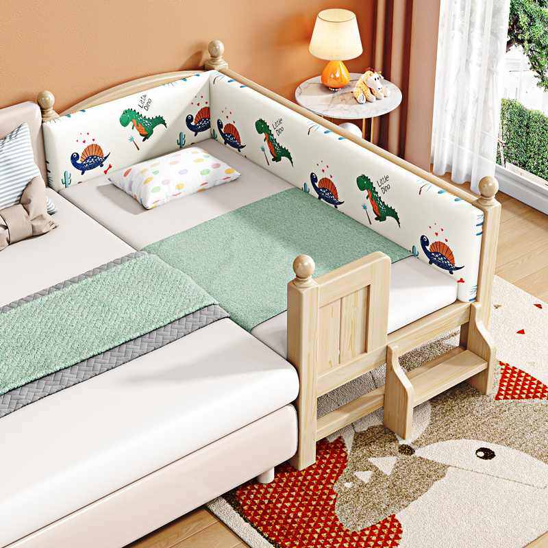 儿童拼接床实木婴儿床带护栏宝宝床扩床加床大人可睡床边床加宽床,淘宝优惠券,粉丝福利购,淘宝优惠卷