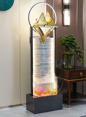 落地轻奢水幕墙流水摆件客厅电视柜旁边招财装饰循环水景开业送礼