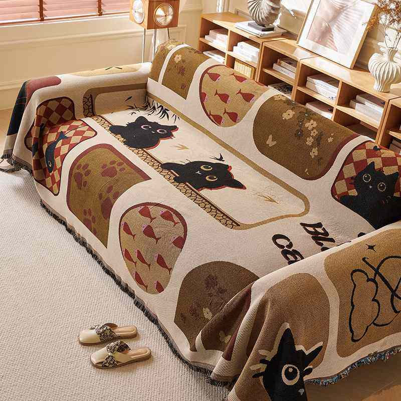 卡通沙发巾可爱猫咪沙发秋冬沙发沙发垫防四季抓通用猫套盖布防滑,淘宝优惠券,粉丝福利购,淘宝优惠卷