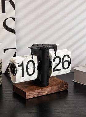 翻页时钟日历摆件轻奢小众高级感客厅电视柜酒柜意式极简风装饰品