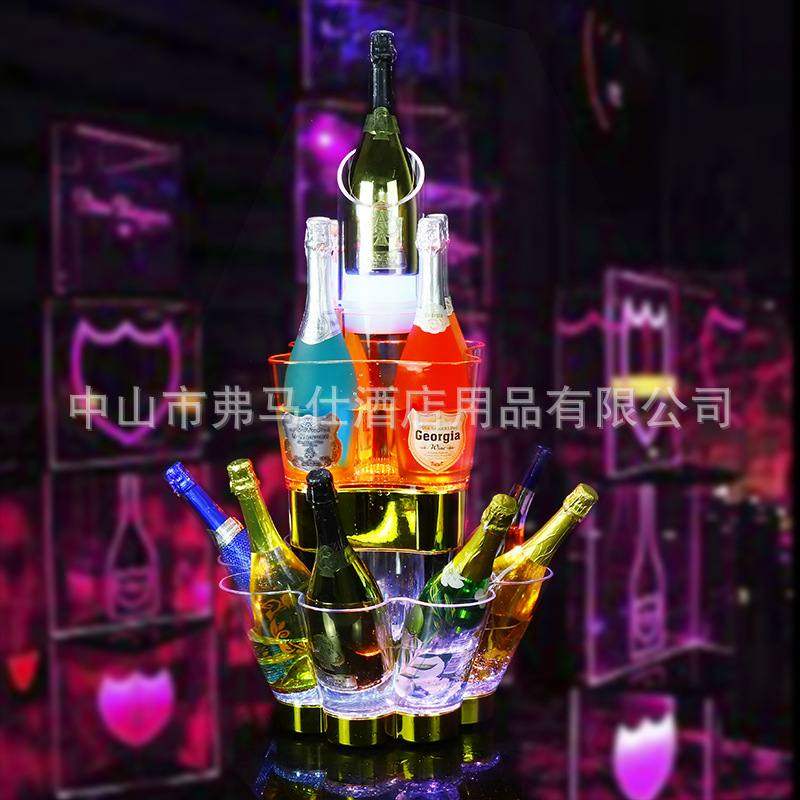 酒吧创意LED发光三层黑桃A香槟酒塔夜店PC耐摔网红洋酒鸡尾酒酒具,淘宝优惠券,粉丝福利购,淘宝优惠卷