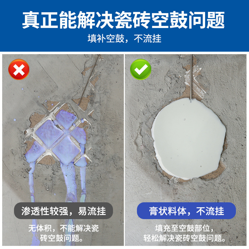 瓷砖胶空鼓专用胶渗透型粘结剂地砖专用注射灌缝胶墙砖松动修复剂 - 图0