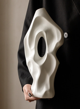 中古落地摆件设计感新中式小众家居简约陶瓷花瓶干花插花瓶潮