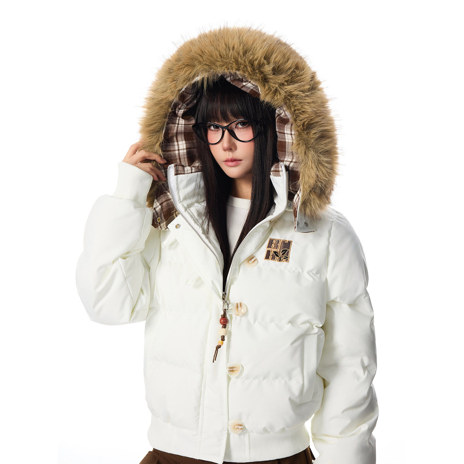 SREK冬季新款美式百搭复古毛领连帽棉服女短款加厚保暖棉衣外套,淘宝优惠券,粉丝福利购,淘宝优惠卷