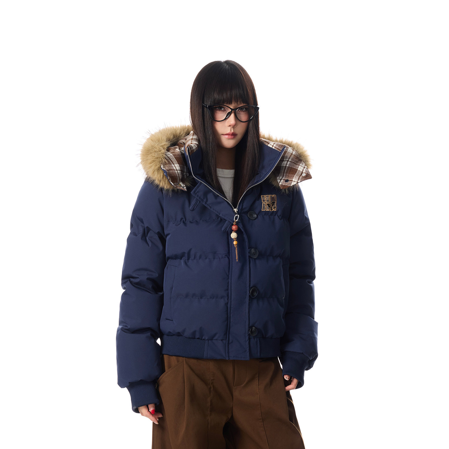 SREK冬季新款美式百搭复古毛领连帽棉服女短款加厚保暖棉衣外套,淘宝优惠券,粉丝福利购,淘宝优惠卷