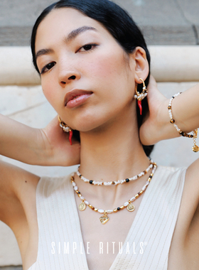 Simple Rituals虎眼石巴洛克珍珠三吊坠项链高级款小众生日礼物