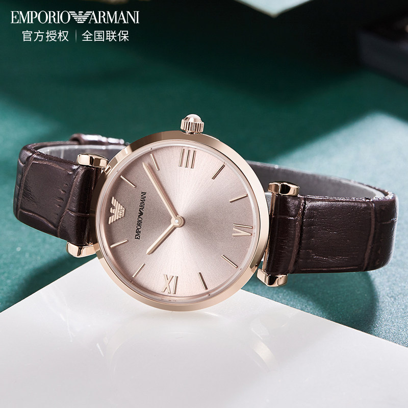 Armani阿玛尼手表女圆形复古表盘皮带石英名牌女表AR1911官方正品 Armani阿玛尼手表女圆形复古表盘皮带石英名牌女表AR1911官方正品