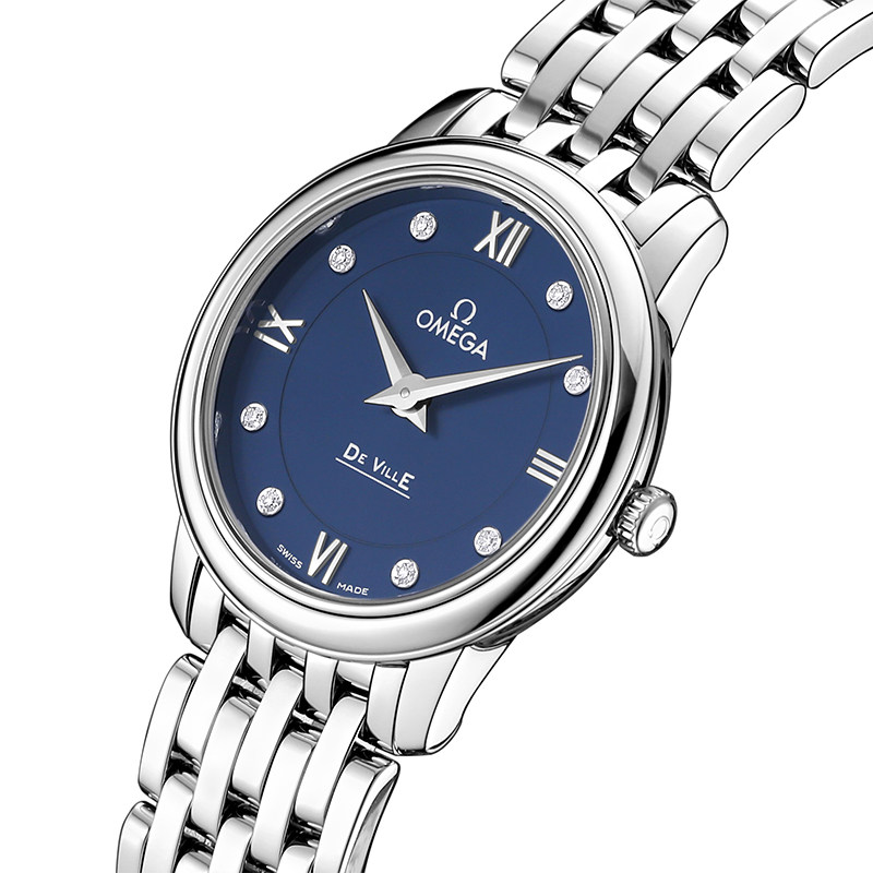 omega碟飞系列钻石蓝色石英女表 恒源顺海外瑞士腕表