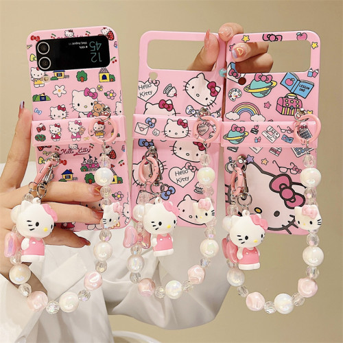 糖果色Kitty猫三星zflip7/7FE手机壳折叠屏zflip6/5保护套全包铰链zflip4防摔壳W24Flip创意卡通女硬壳zflip3 - 图2
