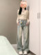American style light color wide leg jeans for women spring and autumn new style
