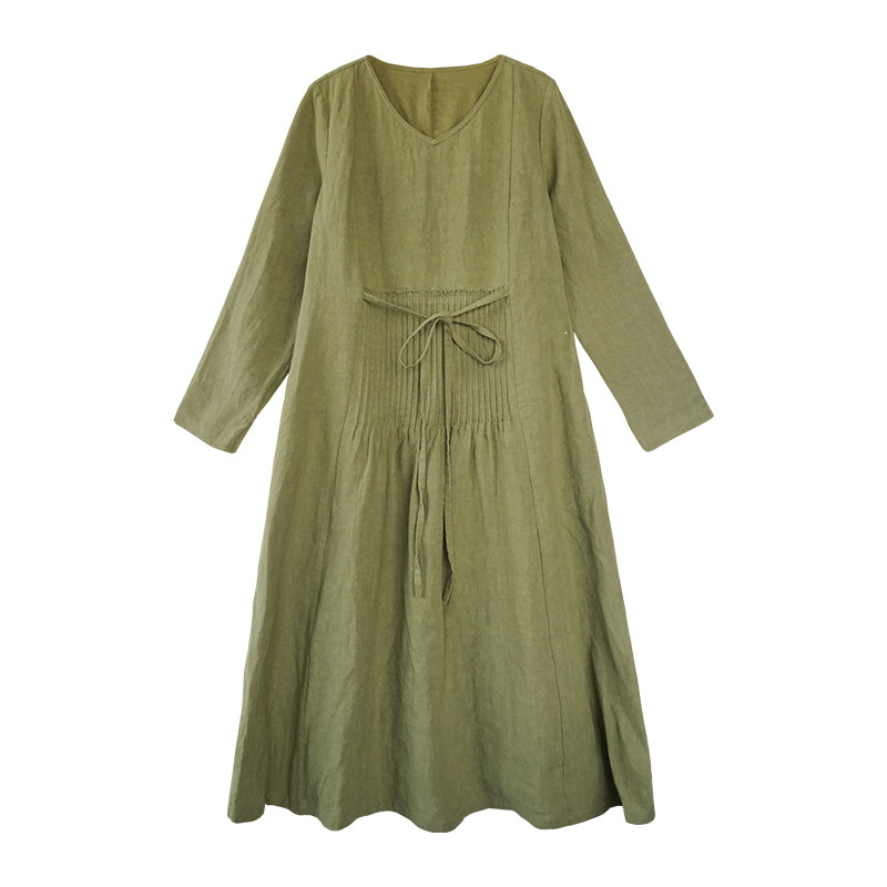 可然朴简若淑/全亚麻双层连衣裙 可然朴简服饰连衣裙