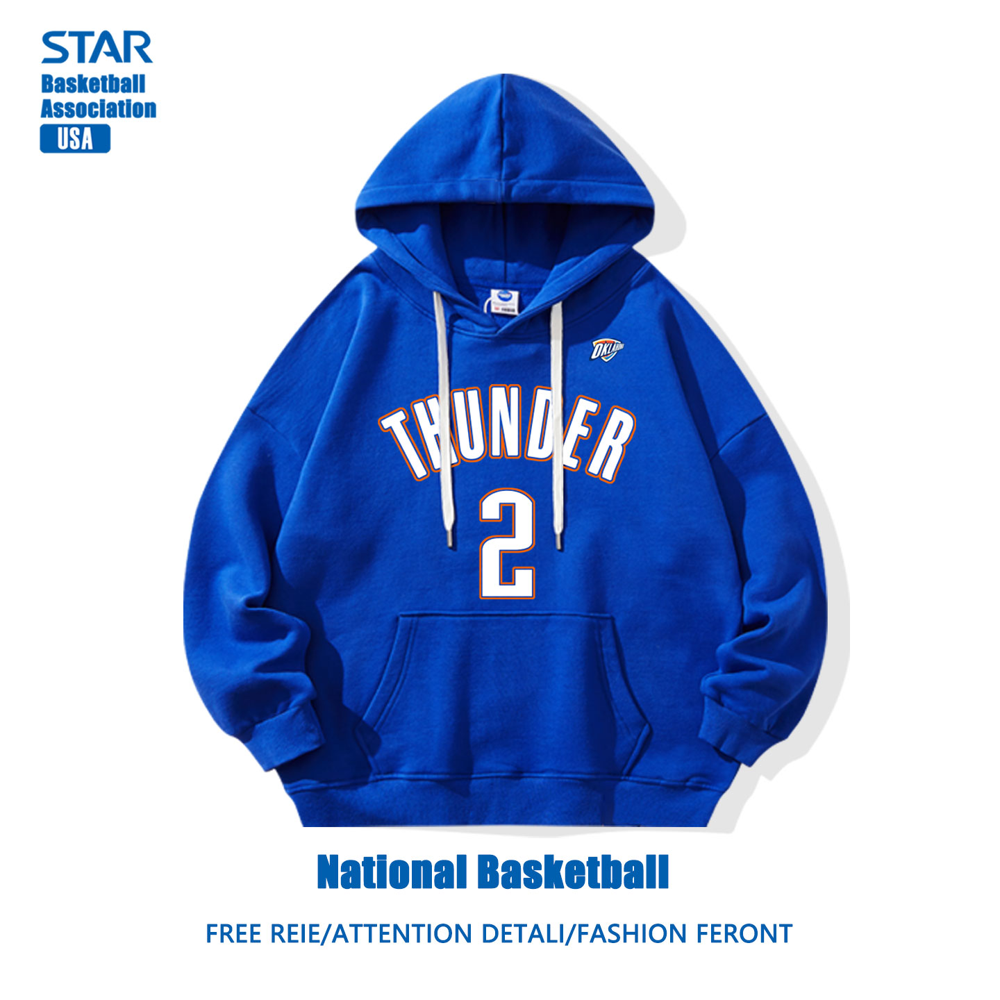 雷霆队SGA亚历山大2号篮球球衣连帽卫衣男宽青少年松秋冬训练外套 - 图2