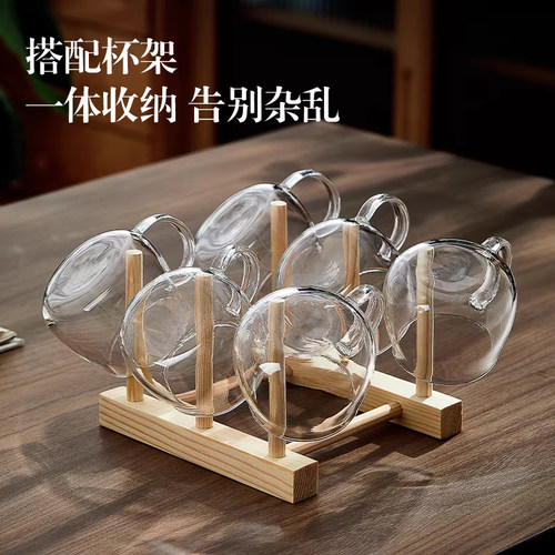 忆壶茶玻璃小茶杯带把手茶具配件功夫茶具耐热加厚家用小喝水杯子 - 图3