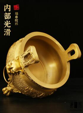 纯黄铜金玉满堂香炉家用室内供奉供财神爷供佛财神炉插香大号彷古