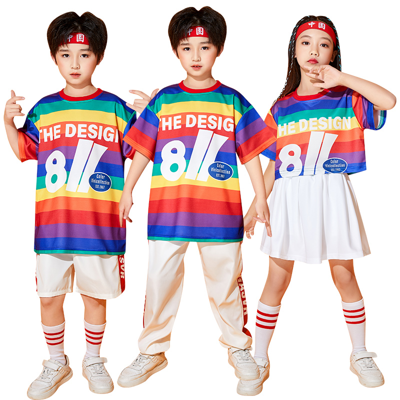 六一儿童啦啦队表演服幼儿园小学生舞蹈表演服啦啦队演出服装国潮-图3