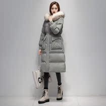 Duck Duck 2023 Winter Large Mao collar Lions hat down jacket Feminists womens fashion Han version Temperament Thickening Cashies for a long section of womens clothing