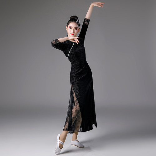 舞蹈练功服女中国风古典舞身韵纱衣套装仙气滚滚红尘旗袍上衣服装 - 图2