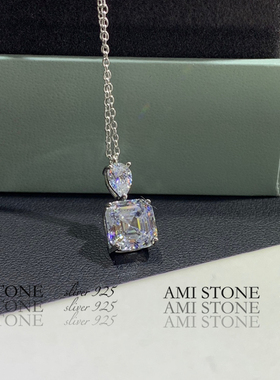 方形克拉小众设计情侣礼物项链